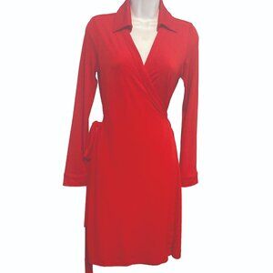 Calvin Klein, red wrap dress, size 6